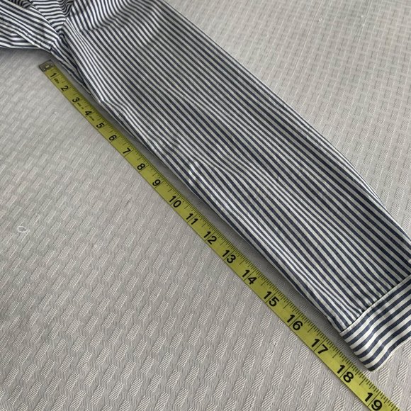 Bogner tunic top Women’s 6 Blue White Stripe Orange Crochet Detail Hidden Button - Picture 12 of 12